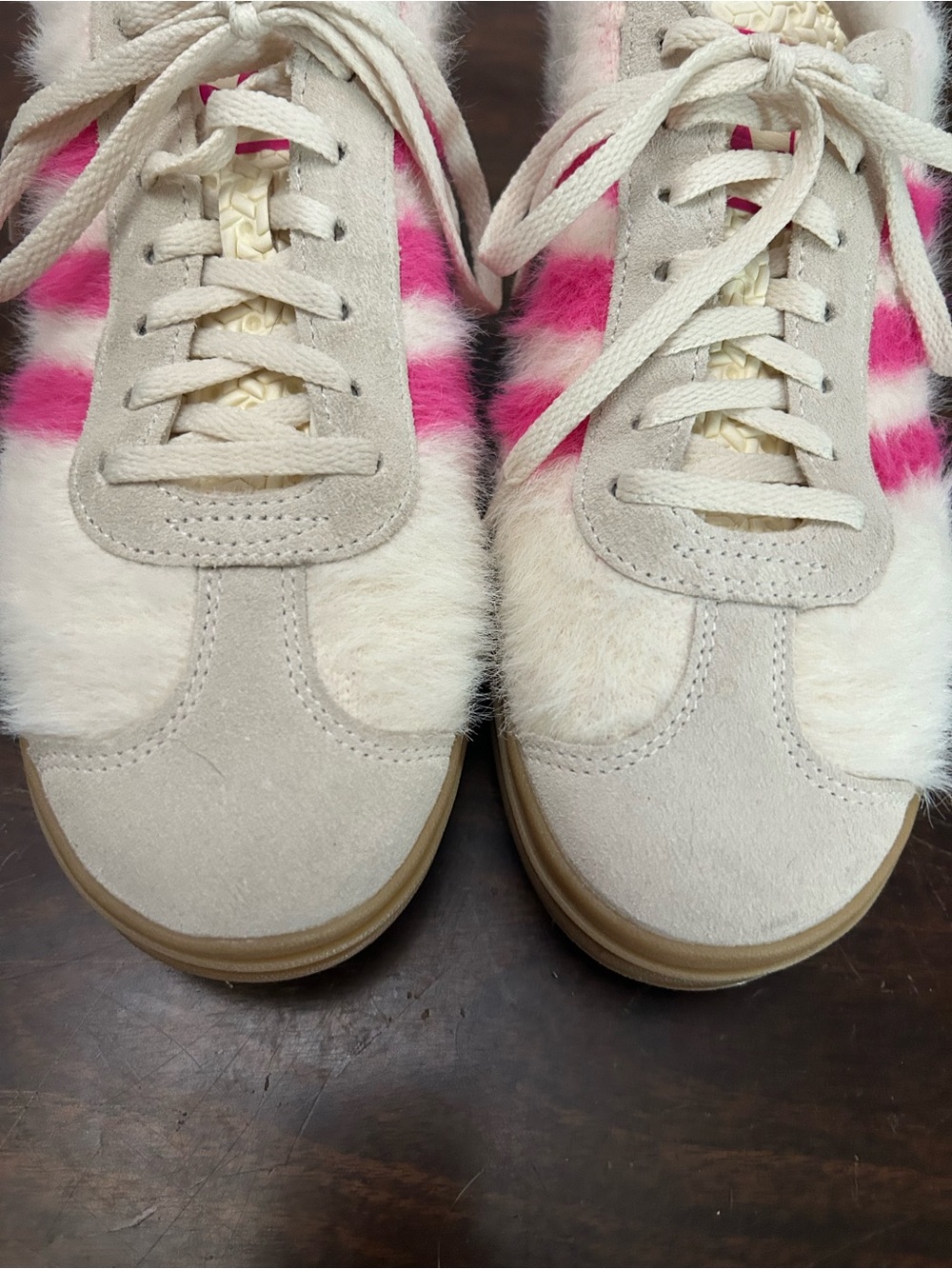 adidas Women’s Beige and Hot Pink Fuzzy Sneakers - Picture 7 of 8